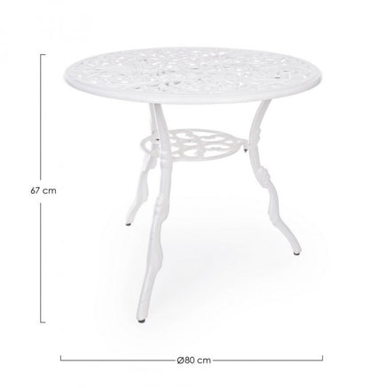 Table Victoria ronde blanche en aluminium D80 cm