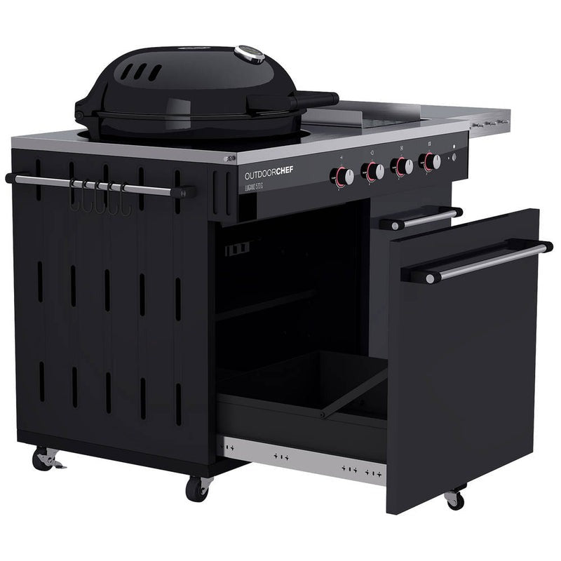 Barbecue a gas outdoorchef lugano 570 g - grill sferico con steakhouse burner e piano di cottura laterale