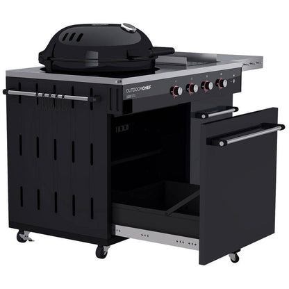 Barbecue a gas outdoorchef lugano 570 g - grill sferico con steakhouse burner e piano di cottura laterale