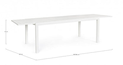 Table extensible Hilde 200/300x100 cm en aluminium blanc