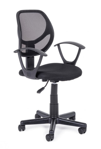 Chaise de bureau noire avec accoudoirs Bizzotto