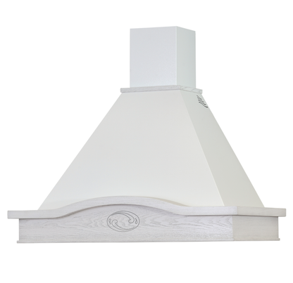 Hotte aspirante LUCREZIA en inox blanc, en bois de frêne 60 cm