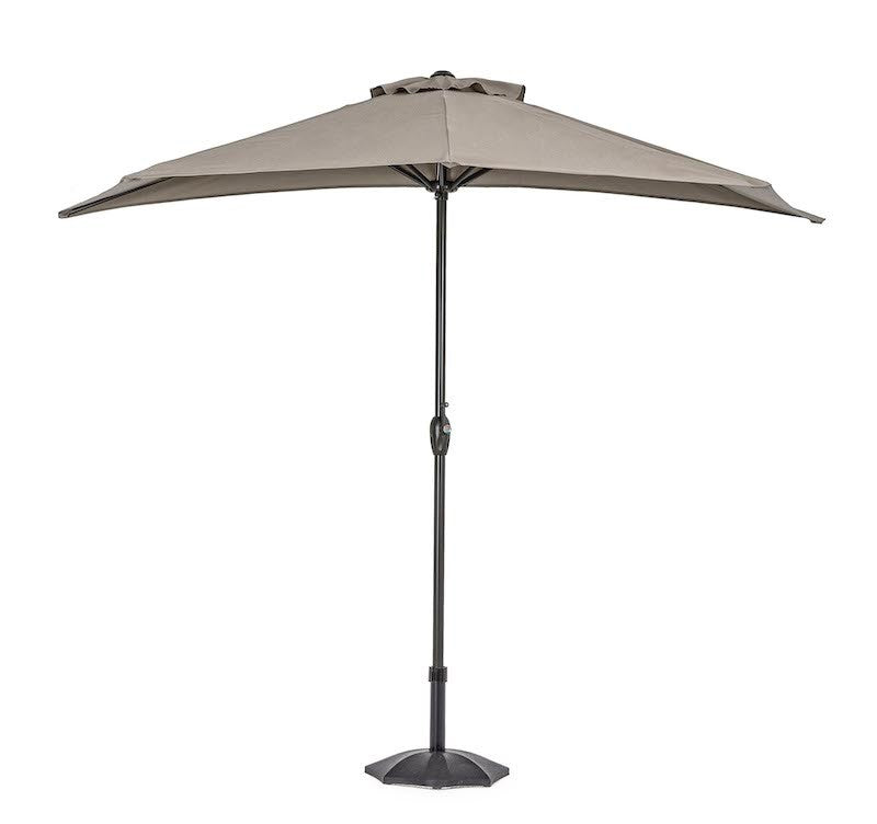 Parapluie Mezzaluna 2.7 Gris Tourterelle - Structure en Acier Enduit de Poudre, Auvent en Polyester 160g/m2