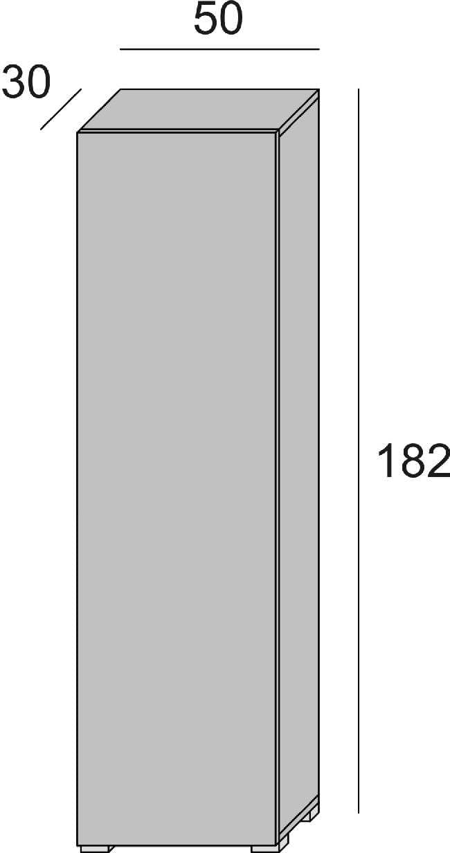 Armoire avec porte et sept étagères en orme