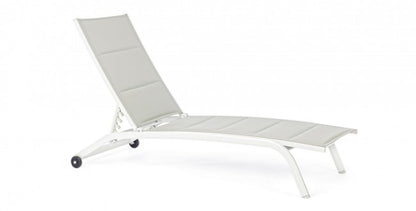 Transat Cleopas en aluminium blanc à roulettes