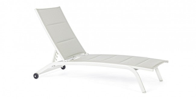 Transat Cleopas en aluminium blanc à roulettes