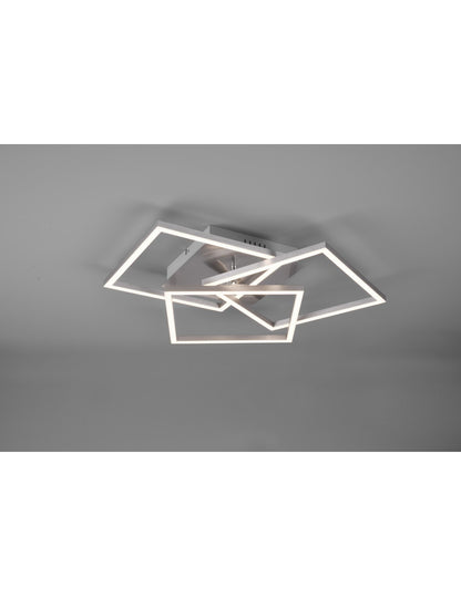 Plafonnier 3 Carrés Réglables Variateur LED Mobile Nickel Trio Lighting