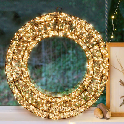 Couronne Marron 3D ø35cm 1000 FlashLED MicroLED Diamant blanc