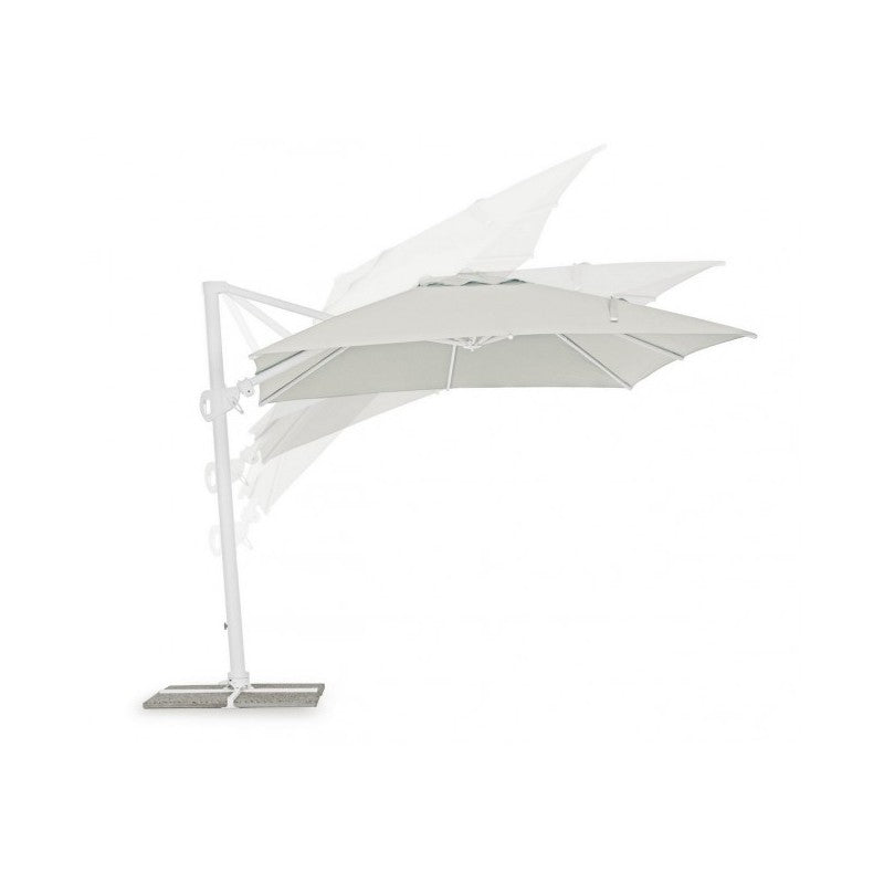 Parasol à Bras Eden 3x3 m - Blanc/ Bois Naturel