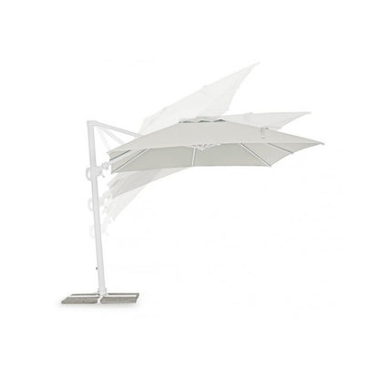Parasol à Bras Eden 3x3 m - Blanc/ Bois Naturel