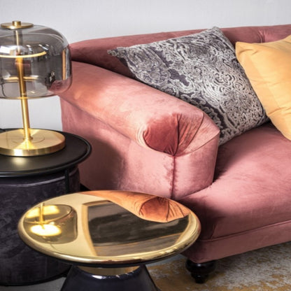 Ensemble table basse-pouf Annika combiné moderne gris foncé