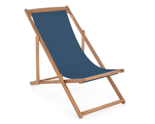 Chaise longue Noemi Bleue en bois d'acacia et polyester