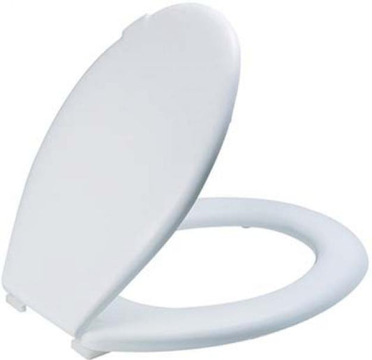 Abattant WC Everest confortable et résistant en thermoplastique blanc de Saniplast, mesurant 37,3x46,7 cm
