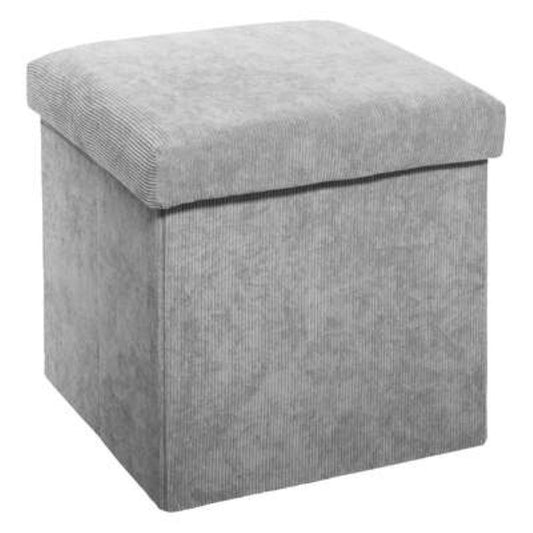 Pouf pliant en tissu gris L 38 x P 38 x H 38 cm