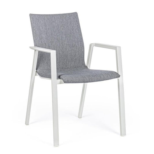 Chaise d'extérieur en aluminium blanc avec coussin gris foncé Odeon 55,5X60 H83 Cm