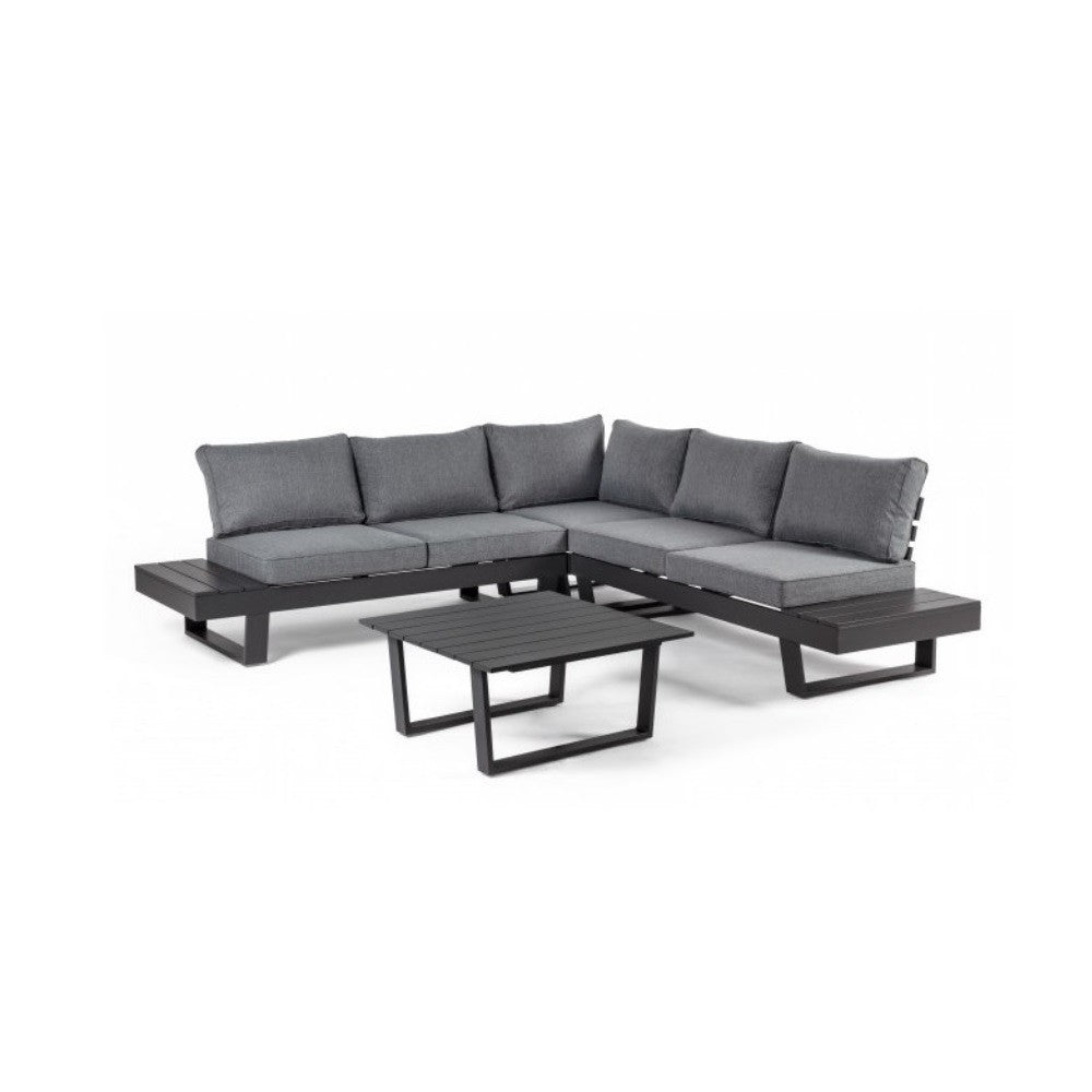 Ensemble salon d'angle avec coussins couleur anthracite