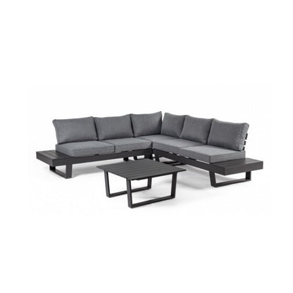 Ensemble salon d'angle avec coussins couleur anthracite