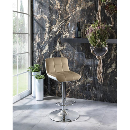 2xTabouret moderne en éco-cuir gris tourterelle à hauteur réglable