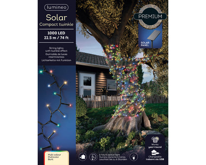 Lampes solaires compactes multicolores, 8 effets scintillants, L 2250 cm