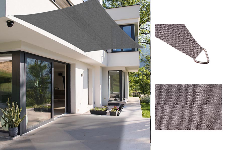 Voile de parasol grise 3x4m 160g avec crochets métalliques