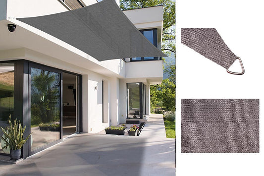 Voile de parasol grise 3x4m 160g avec crochets métalliques