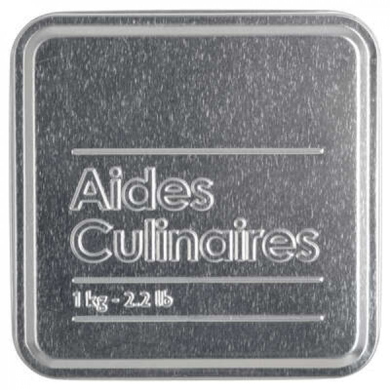 Récipient de cuisine en fer noir pour cubes de bouillon 1kg 8,8x8,8x h7 cm