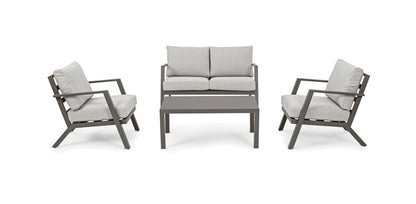 Salon de jardin en aluminium peint marron avec assise amovible en tissu - Harley