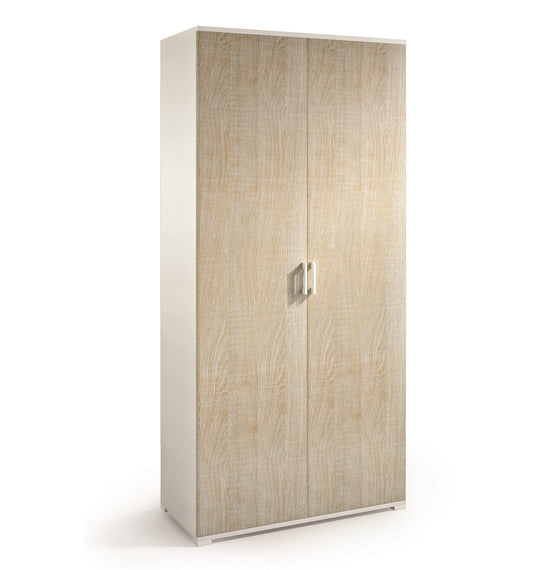 Armoire à double porte et quatre étagères réglables, portes en chêne blanc