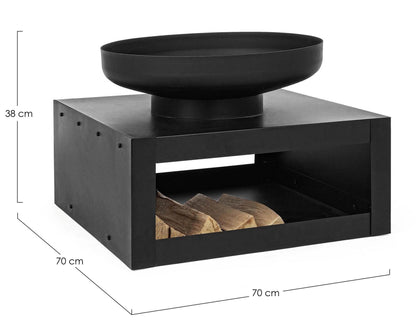 Brasero avec support à bois Efesto Noir 70x38h en Acier