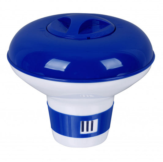 Grand distributeur de chlore en PVC contenant 3 pastilles de 200 g.