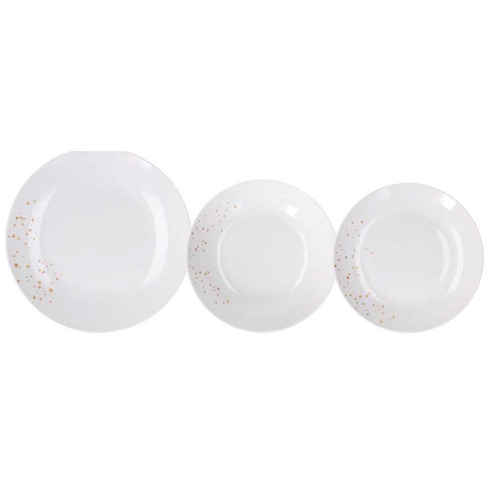 Sevizio Assiettes 18 Pièces Dream Gold Blanc Porcelaine