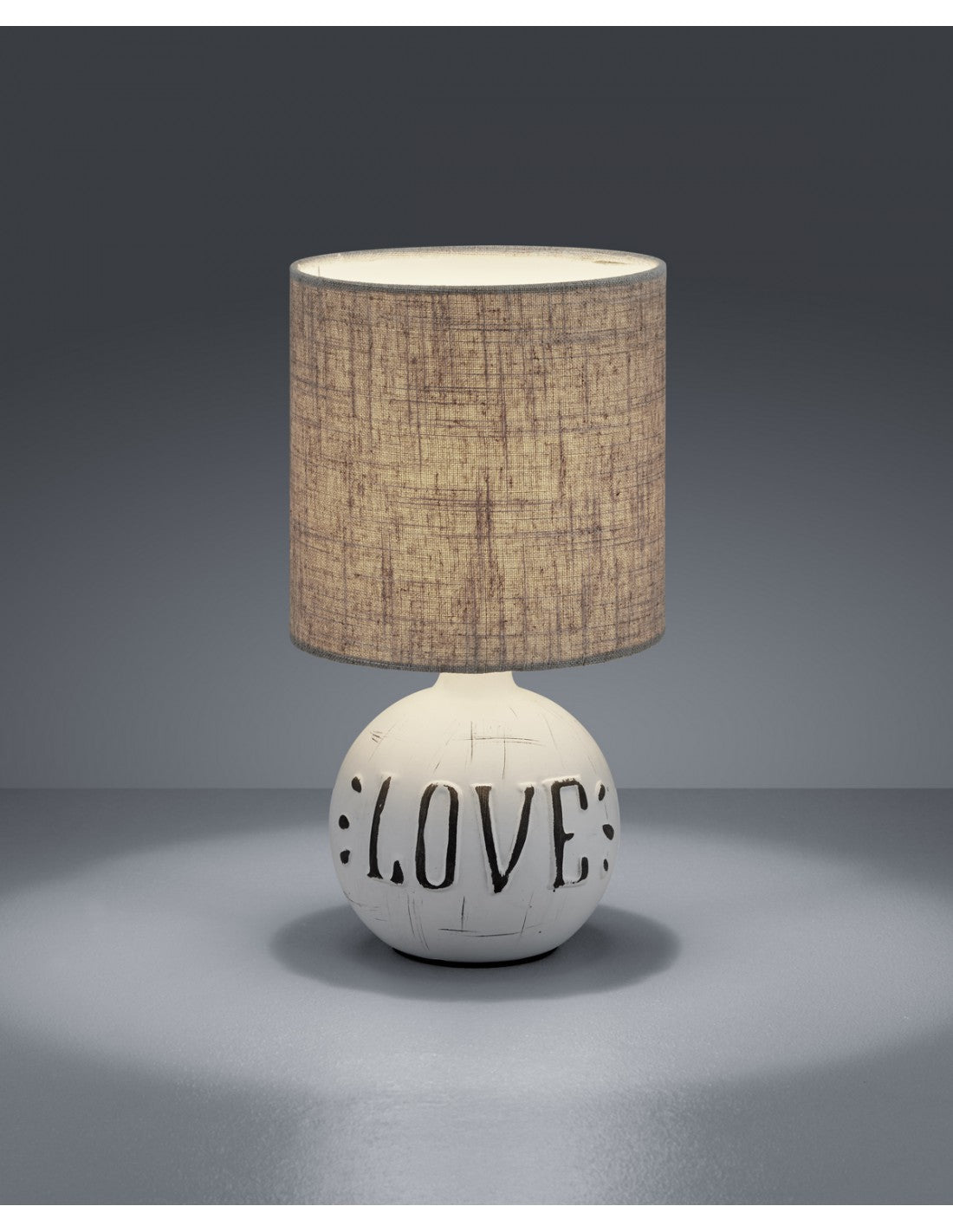 Esna Lampe Céramique "LOVE" Et Abat-Jour Cappuccino Ø16 cm Trio