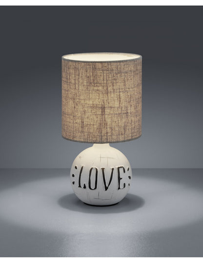 Esna Lampe Céramique "LOVE" Et Abat-Jour Cappuccino Ø16 cm Trio
