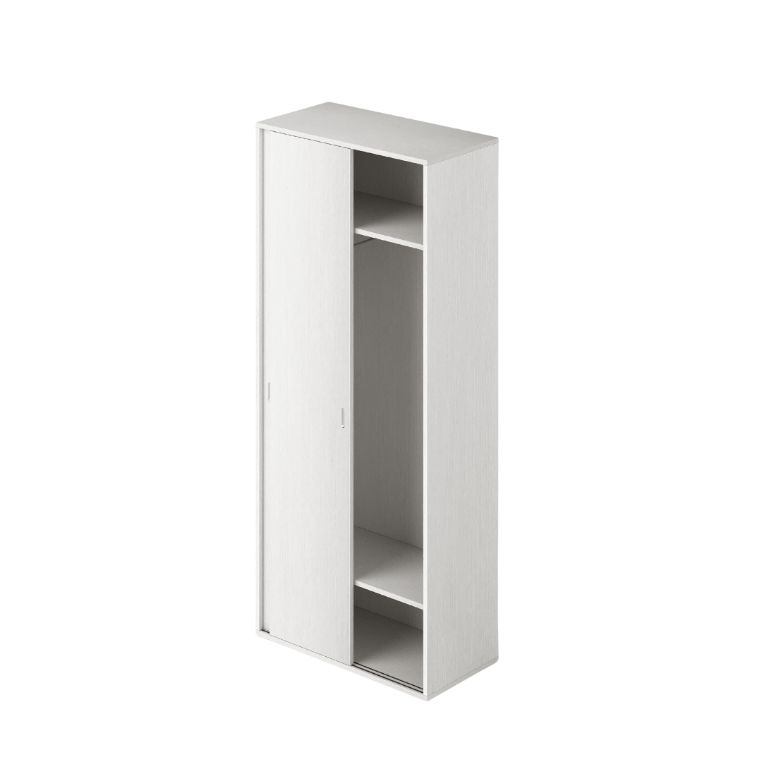 Armoire À Portes Coulissantes En Blanc Et Porte-Manteau