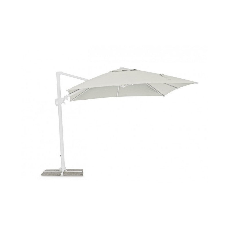 Parasol à Bras Eden 3x3 m - Blanc/ Bois Naturel