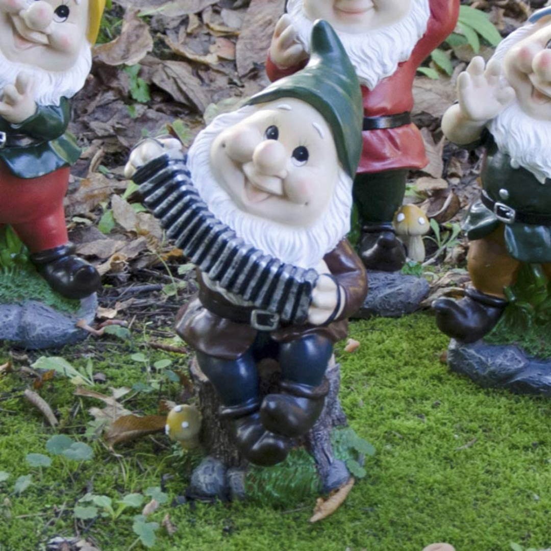 Statue de jardin nain avec accordéon 16x13,5x28H