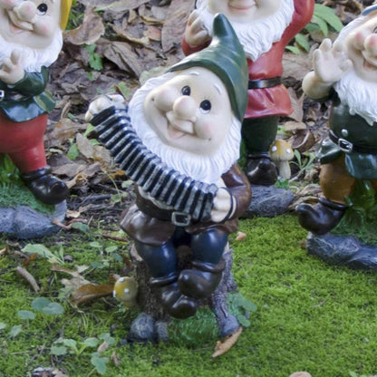 Statue de jardin nain avec accordéon 16x13,5x28H