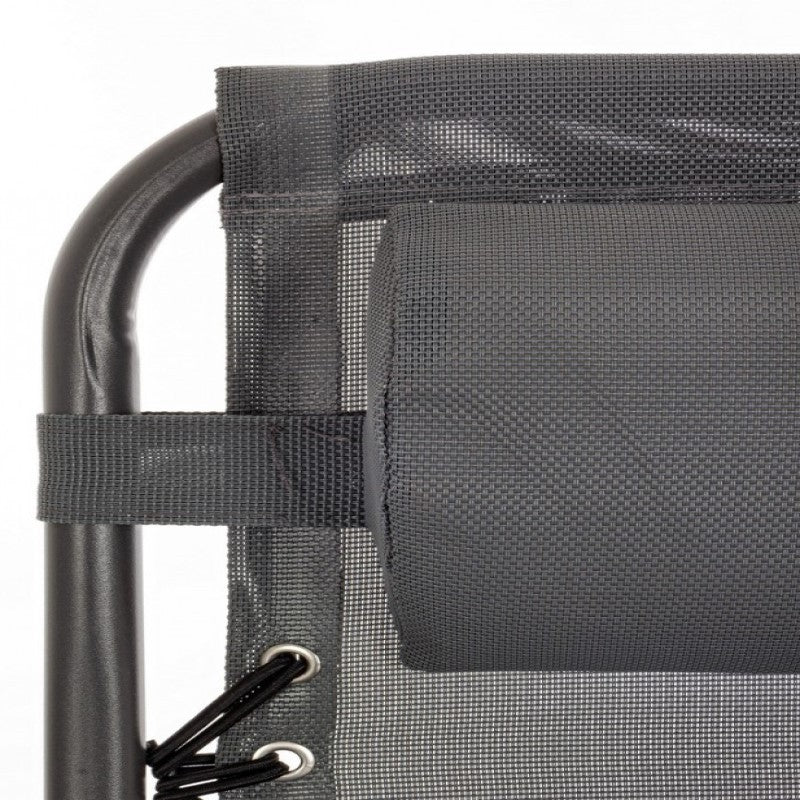 Chaise longue grise extérieure avec dimensions 65x176x80 cm