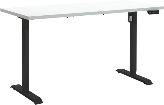 Bureau debout réglable en hauteur avec 4 hauteurs d'affichage intégrées (150x69 cm) laqué blanc et noir