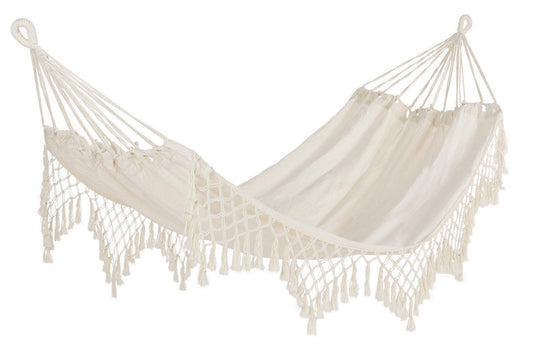 Fauteuil suspendu en tissu tressé écru