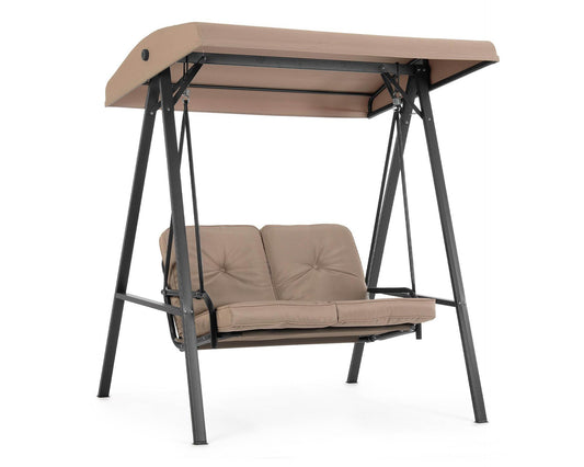 Rocking chair 2 étages avec coussin Ermes Sabbia en acier et polyester - Détente et confort dans votre espace extérieur