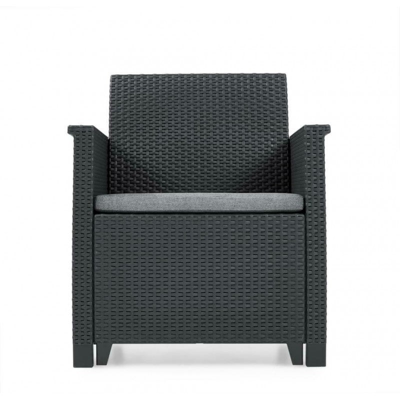 Keter Set 2 Fauteuils + Table Basse Ouverte EMMA BALCON Graphite