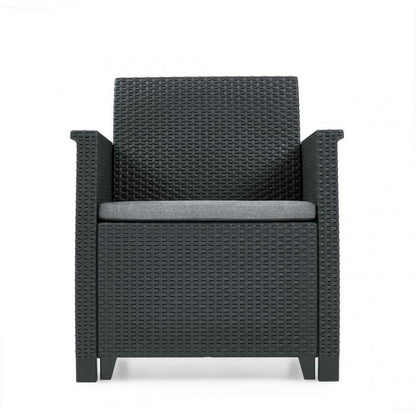 Keter Set 2 Fauteuils + Table Basse Ouverte EMMA BALCON Graphite