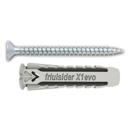 100 PCS - Ancrage en nylon 'X1 EVO' avec vis pour panneaux d'aggloméré TPS mm 5x25 et vis 4x30 Friulsider