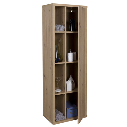 Armoire colonne avec 1 porte et 4 compartiments - Ladama - Chêne Miel - 160x51,40x35,00 cm