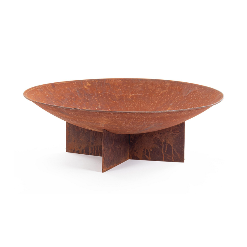 Brasero en acier effet bois naturel Nebraska Diam. 73 x 24h cm