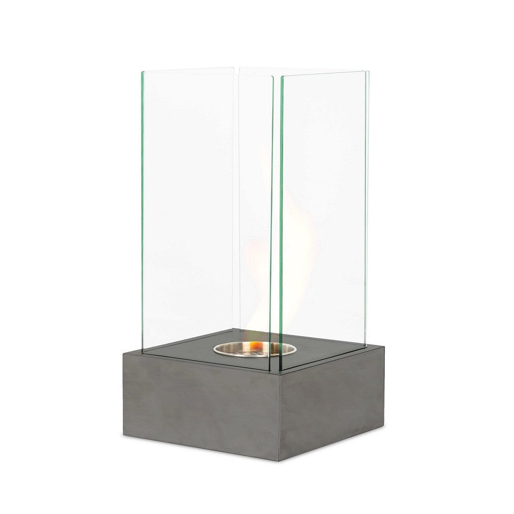 Cheminées bioéthanol modernes gris gaufré 25 x 25 xh 65 cm