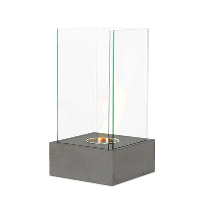 Cheminées bioéthanol modernes gris gaufré 25 x 25 xh 65 cm