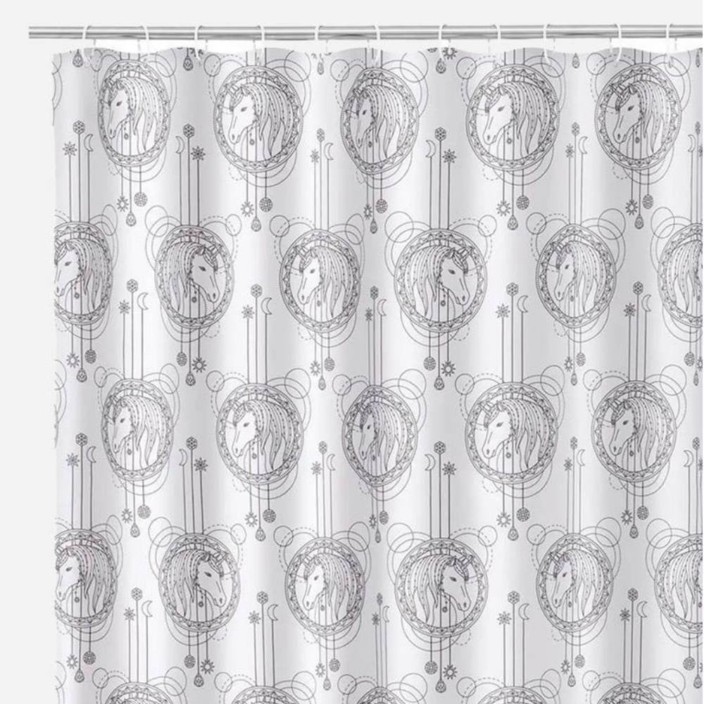 Rideau de douche en polyester 180 x 200 centimètres Licorne