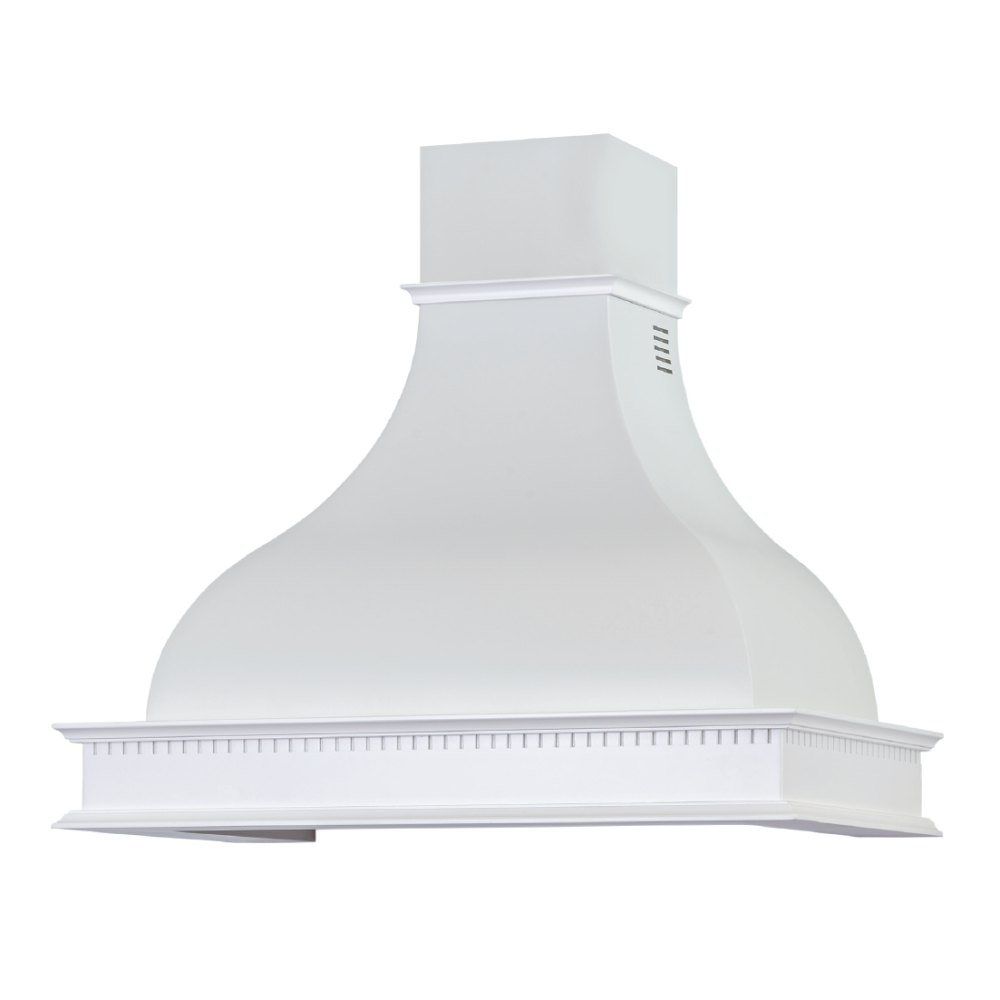 Hotte de cuisine rustique blanche FAMILY avec cadre en bois marqueté de 90 cm